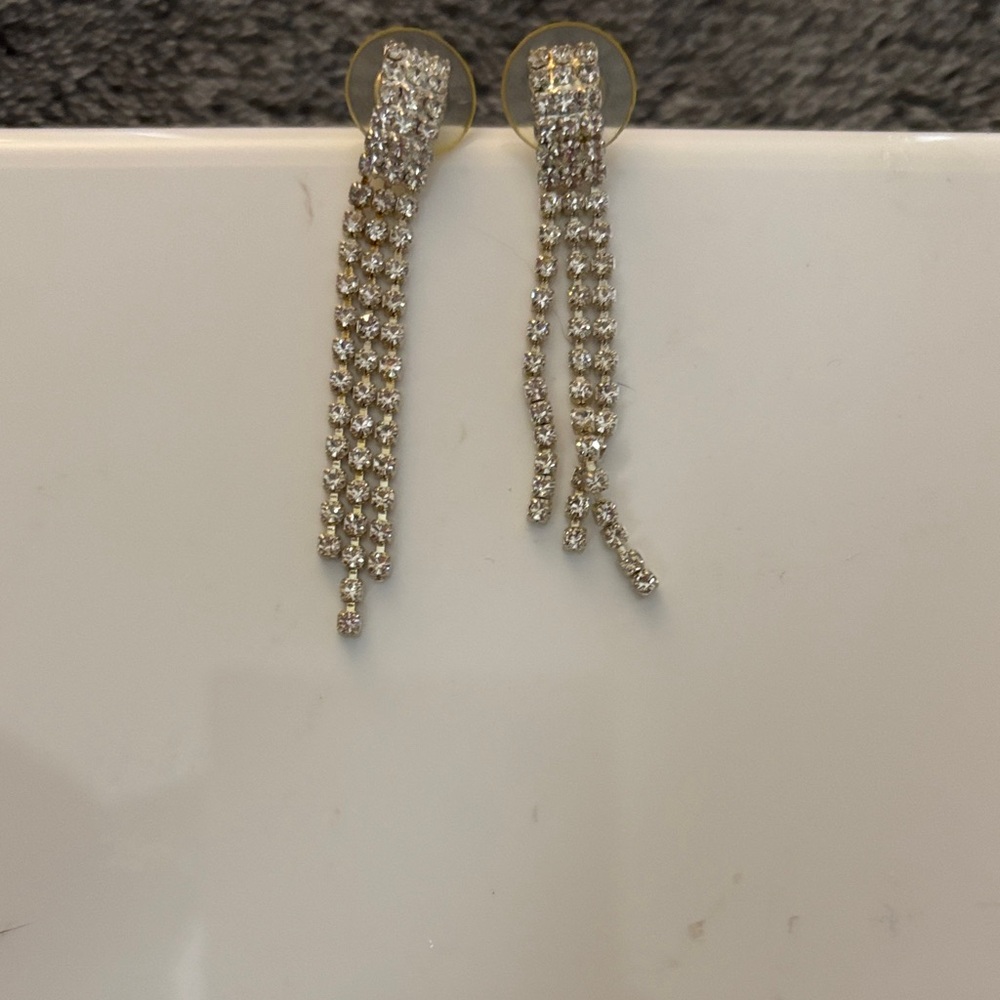 Silver Crystal Dangle Earrings